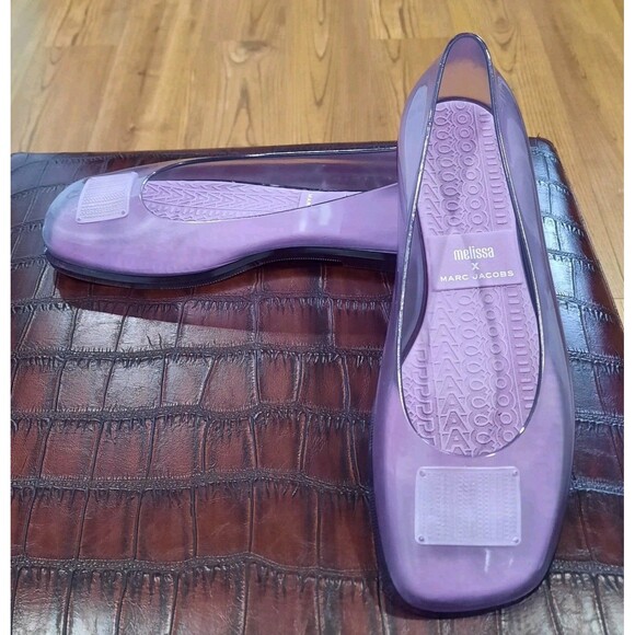 Rare MARC JACOBS + MELISSA Collab LILAC Ruby Ballerina Flats Designer Sz 8 XLNT - Picture 5 of 12